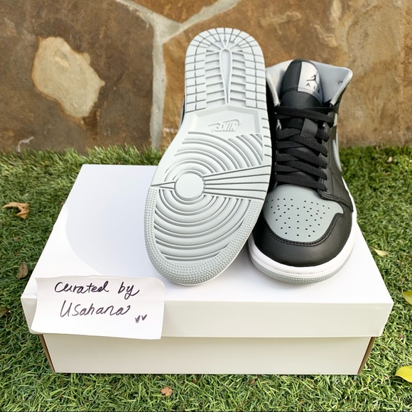 Nike Air Jordan 1 mid shadow black grey shoes - Picture 4 of 5